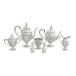 An American sterling silver five-piece tea and coffee service by Frank M. Whiting Co., Massachuse...