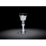 An engraved composite-stem goblet of Jacobite significance, circa 1760