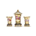 A garniture of three Spode vases and a cover, circa 1817-19