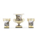 A garniture of three Barr, Flight and Barr vases, circa 1810