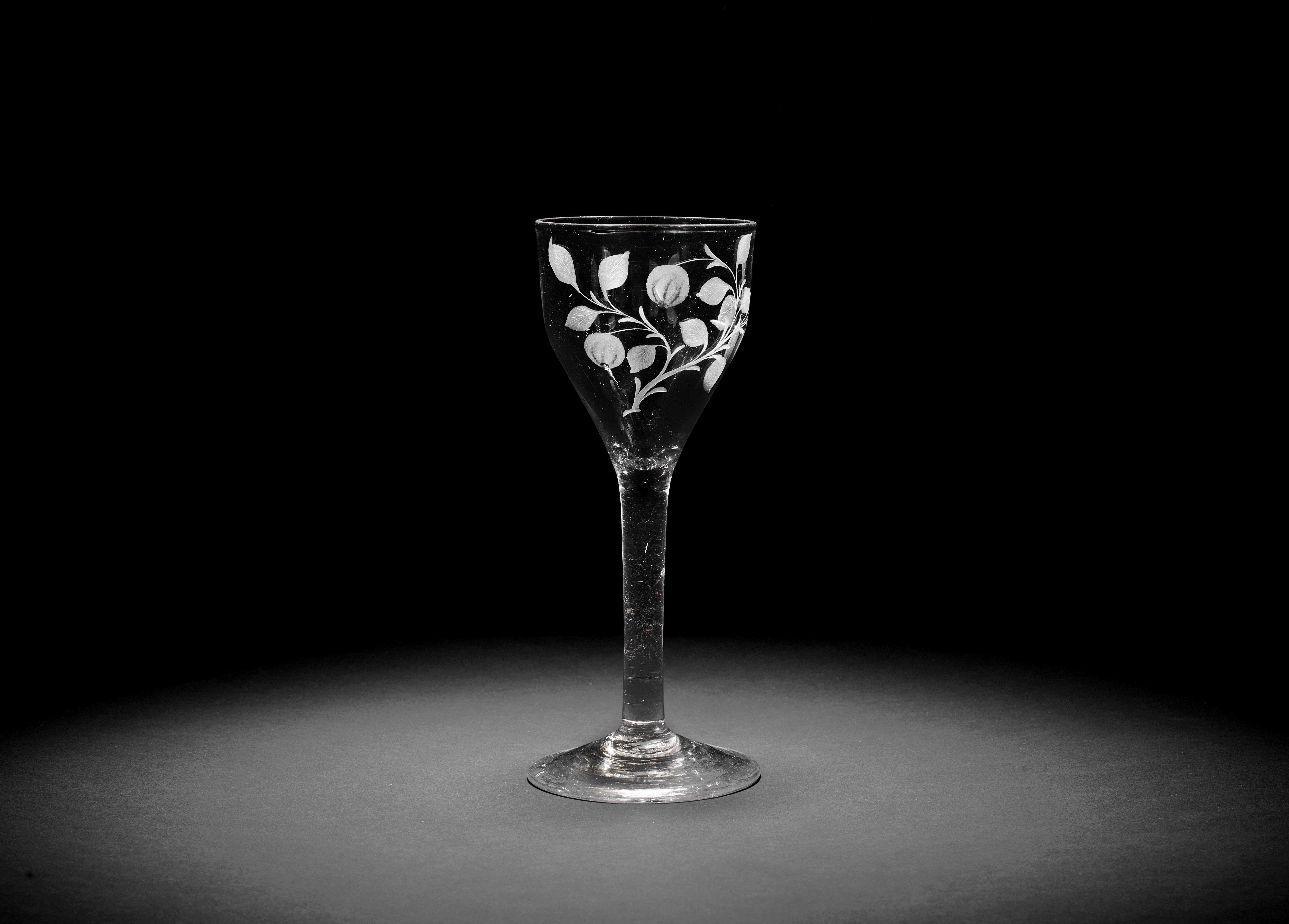 An engraved cider glass, circa 1740-50