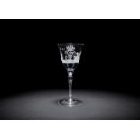 A Dutch engraved light baluster wine goblet, circa 1760