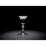 An engraved baluster wine glass, circa 1730