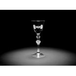 A Dutch engraved 'Friendship' light baluster wine glass, circa 1750-60