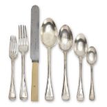 A group of 'Old English Thread' pattern silver flatware various dates and makers ((55))