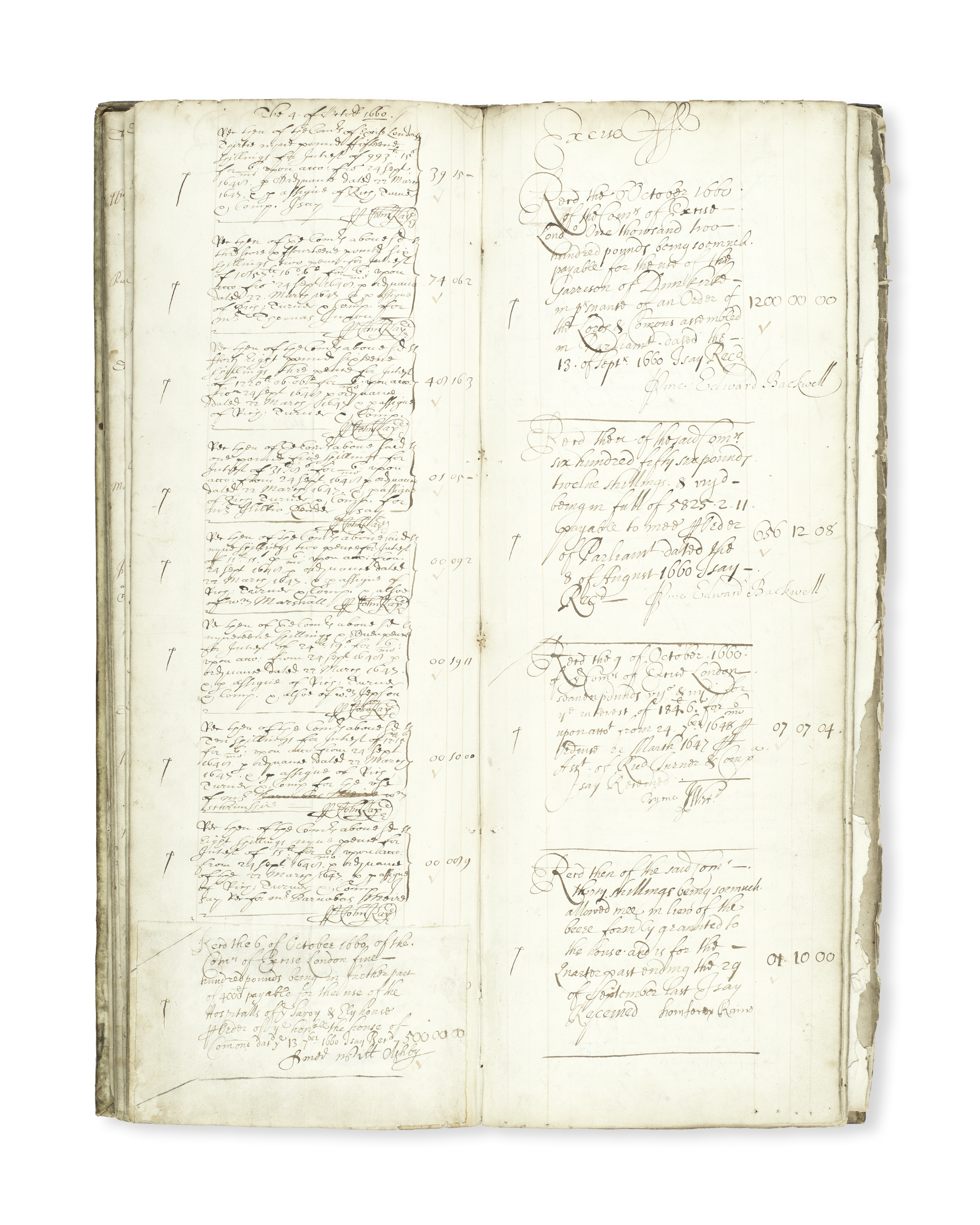 BANKING AND GOVERNMENT – EDWARD BACKWELL Banking ledger kept in person by Edward Backwell, Excise...