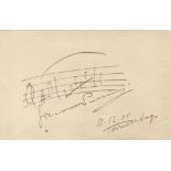 MUSIC PUCCINI (GIACOMO) Autograph musical quotation signed ('Giacomo Puccini'), of the phrase 'Mi...