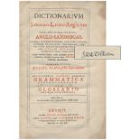 TOLKIEN (J.R.R.) SOMNER (WILLIAM) Dictionarium Saxicono-Latino-Anglicum, FIRST EDITION, SIGNED BY...
