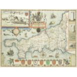 CORNWALL SPEED (JOHN) Cornwall, [Amsterdam, c.1610], double-page hand-coloured engraved maps; an...