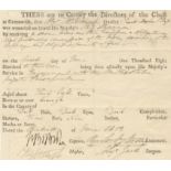 AMERICAN WAR OF 1812 – CHESAPEAKE AND SHANNON Printed document with manuscript insertions, signed...