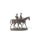 Emanuel Frémiet (French, 1824-1910): A bronze equestrian group entitled 'Cheveaux de Course et Jo...