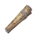 An 18th century diamond-set gold and agate sealing wax case the mount with indistinguishable mark...
