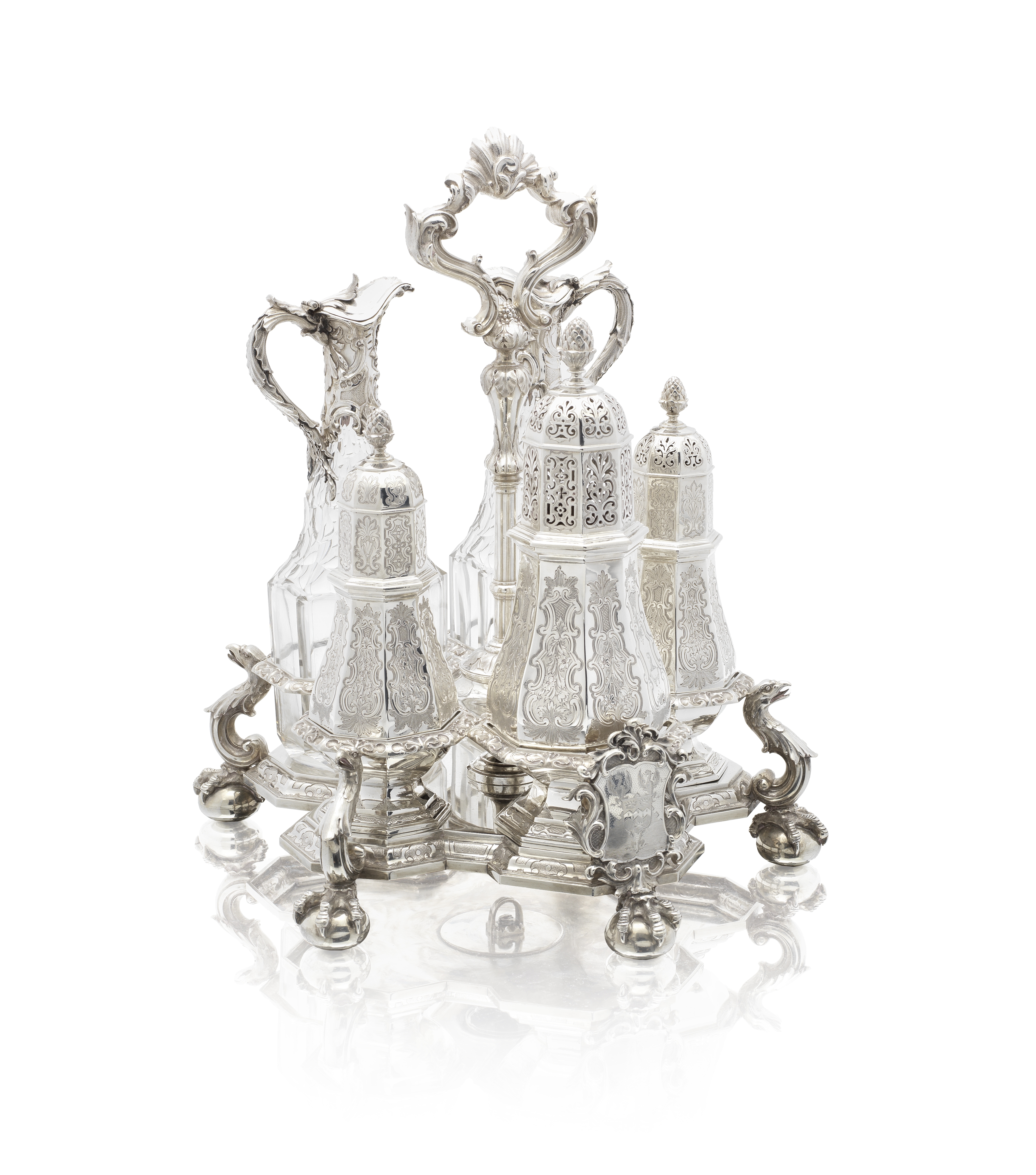 A monumental Victorian silver cruet Edward, Edward Jnr., John & William Barnard, London 1838