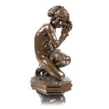 Jean Baptiste Carpeaux (French 1827 -1875): A bronze figure of Le Jeune pêcheur à la coauille (Ne...