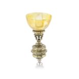 A late 16th / early 17th century silver-gilt and hardstone cup maker's mark a star radiant, stamp...