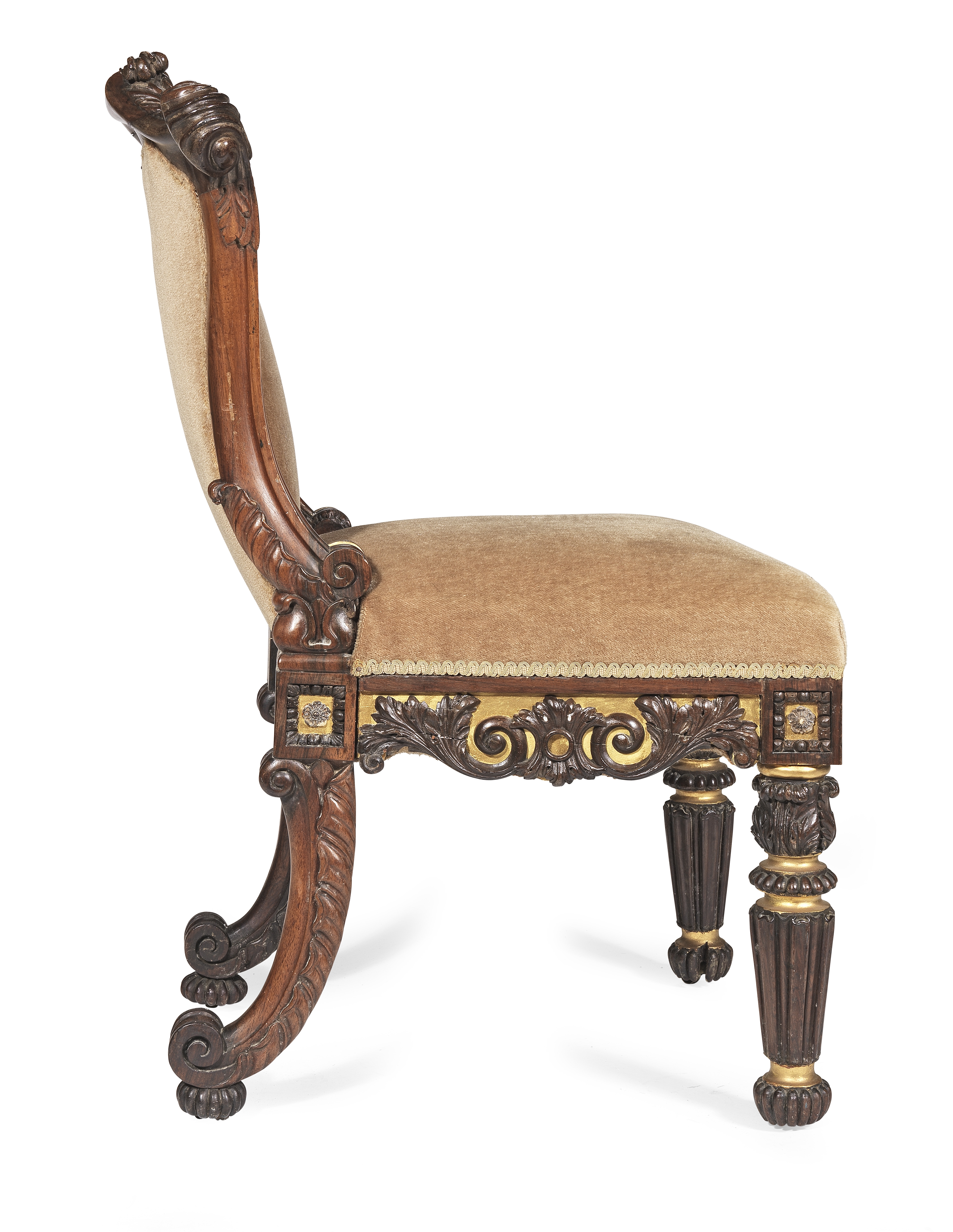 A George IV solid rosewood and parcel gilt suite of seat furniture attributed to Gillows comprisi... - Image 6 of 6