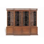 A large George III mahogany breakfront bookcase