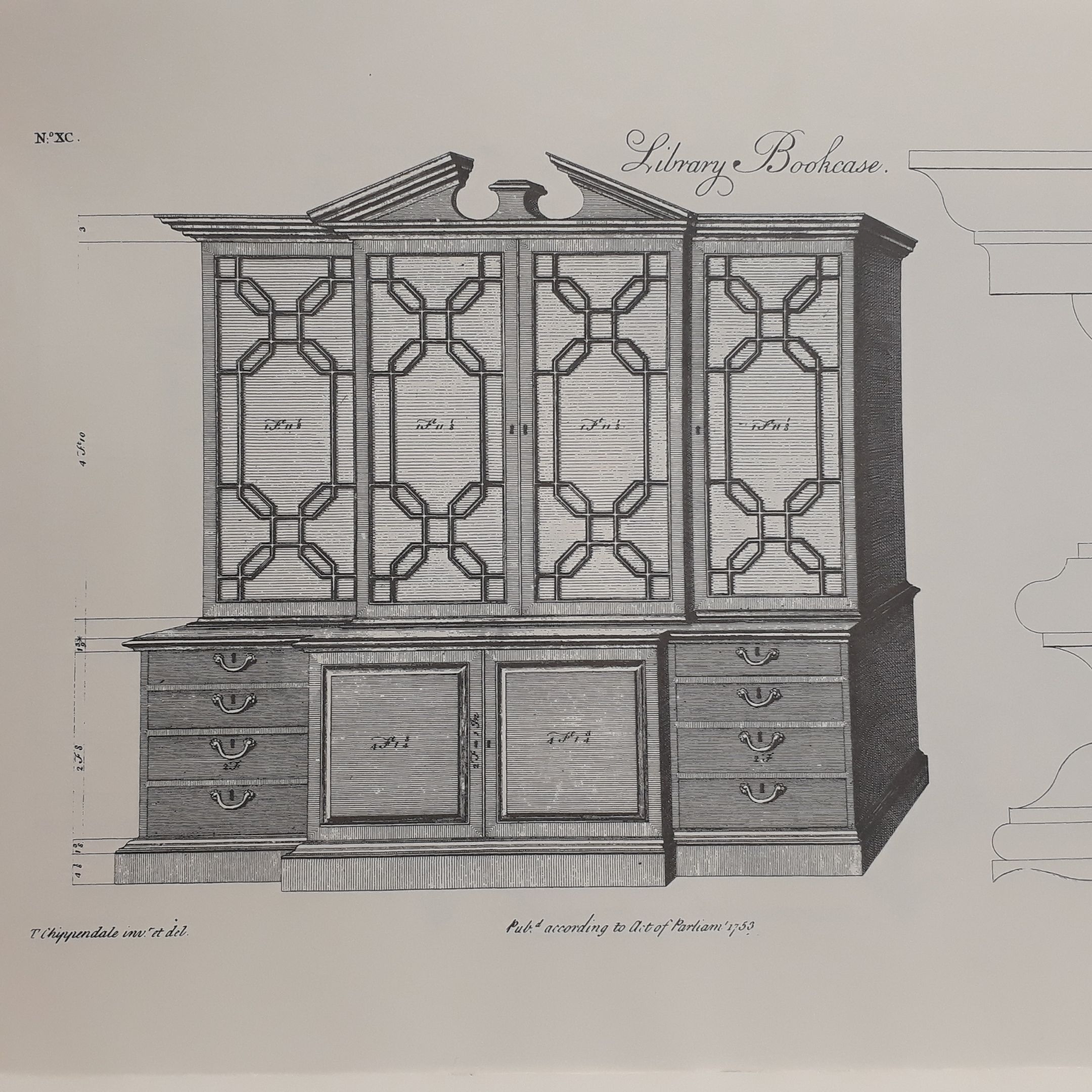 A large George III mahogany breakfront bookcase - Image 2 of 2