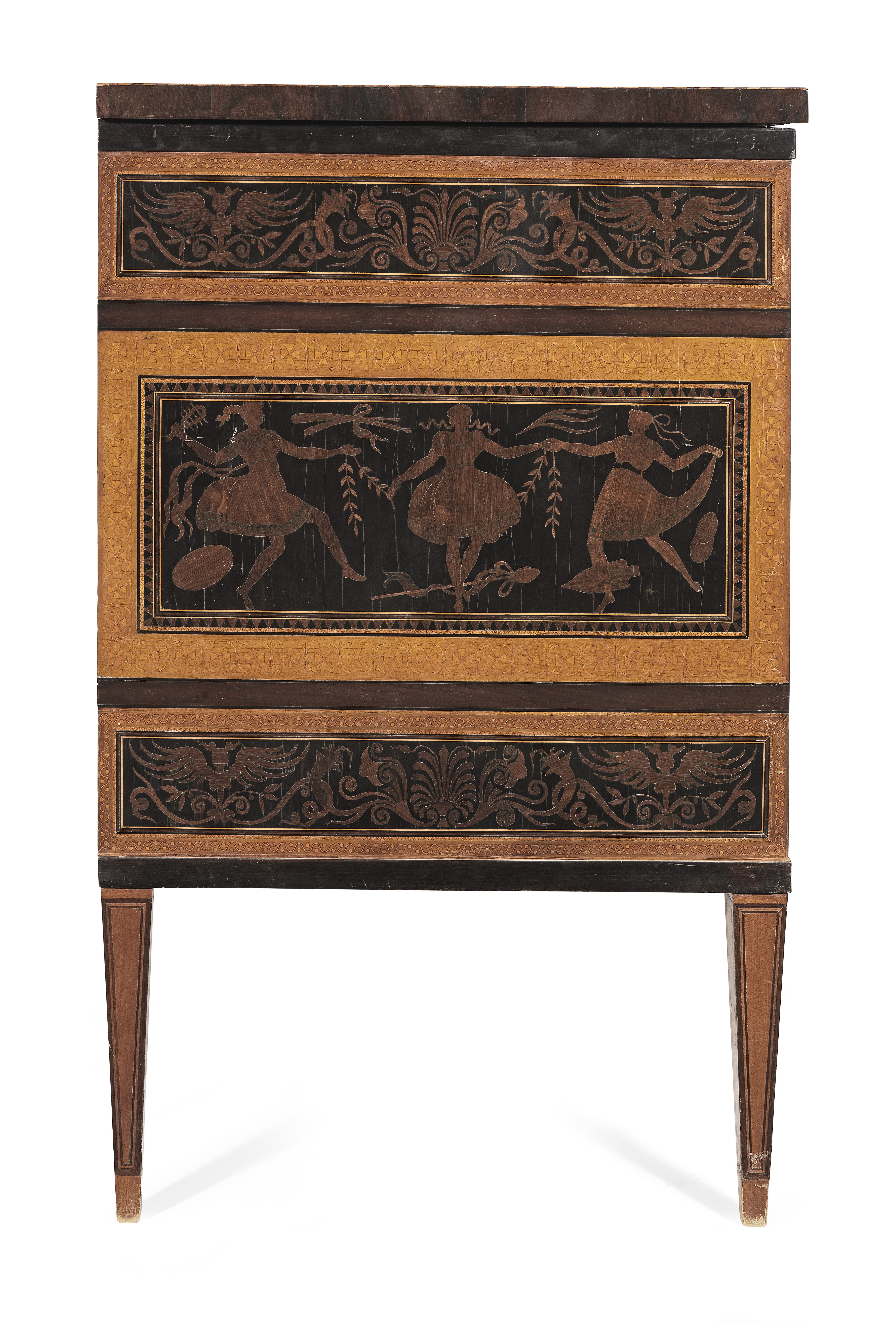 A pair of Italian early 19th century rosewood, ebony, purplewood, sycamore marquetry and chequer-... - Image 2 of 9