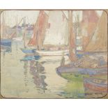 Edgar Payne (1883-1947) Boats in a Harbor 18 x 22in
