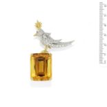 A citrine and diamond 'Bird on a Rock' brooch, by Schlumberger for Tiffany