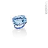 An aquamarine and diamond ring, by Margherita Burgener