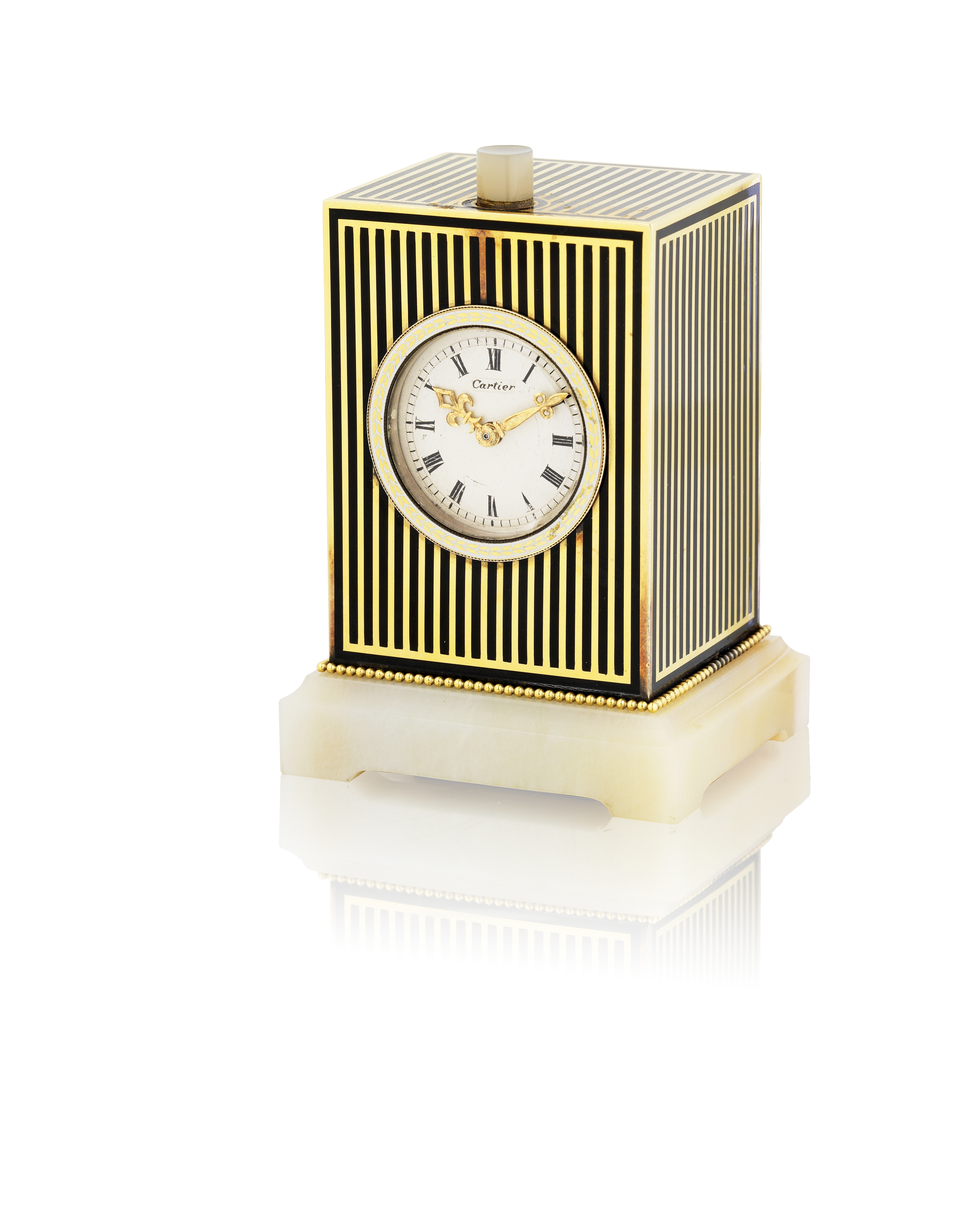 A gold, enamel and agate minute repeating carriage clock, by Cartier,