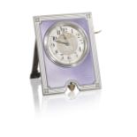 A Silver and Enamel minute repeating Keyless desk clock, by E. Mathey for Vacheron & Constantin,