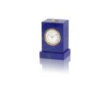 An Art-Deco Lapis lazuli, moonstone and diamond minute repeating desk clock, by Cartier,