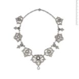 A diamond necklace and earring suite, by Garrard