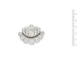 An Art Deco diamond flower brooch, by Hennell,
