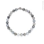 A cultured pearl and diamond necklace