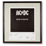 An AC/DC Signed Limited Edition Print Of The Album Cover Back In Black mid 1990s