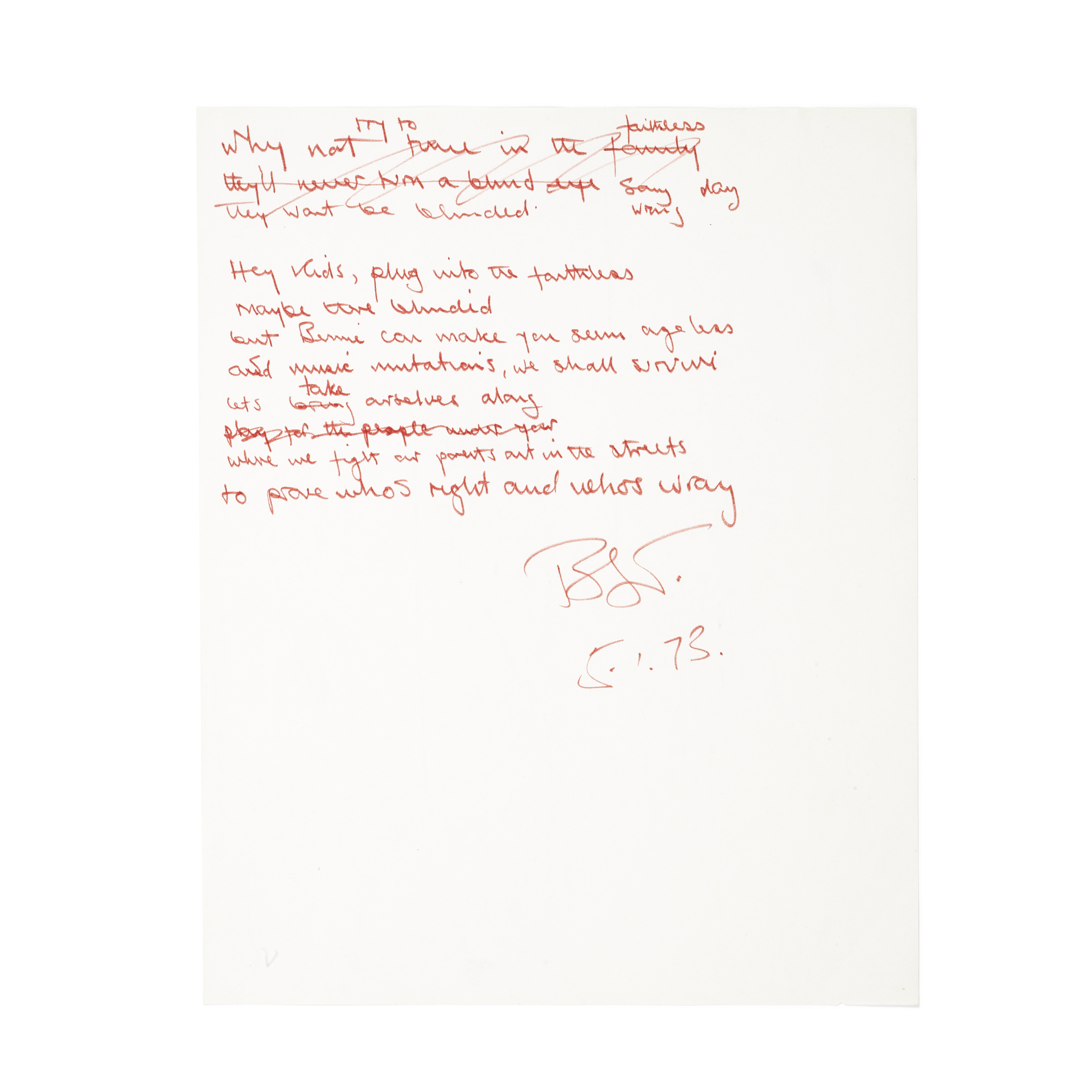 Original handwritten lyrics of Elton John's 'Bennie and the Jets' - Image 2 of 4