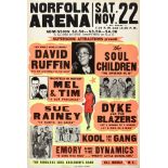 A Kool And The Gang & David Ruffin Norflk Arena Concert Poster 1969