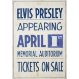 An Elvis Presley Hand Painted Memorial Auditorium Concert Poster circa 1957