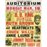 A B.B. King and Ruth Brown Chattanooga Auditorium Concert Poster 1957
