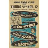 A Drifters Highlands Club Concert Poster 1959