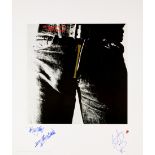 A Rolling Stones Signed Limited Edition Print Of The Album Cover Sticky Fingers mid 1990s