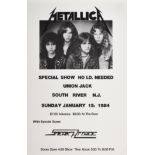 A Metallica Union Jack concert poster 1984