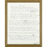 THE ORIGINAL HANDWRITTEN LYRICS TO ELTON JOHN'S 'YOUR SONG' with 'The Songs of Elton John and Ber...