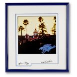 Glenn Frey And Joe Walsh Signed Print Of The Album Cover for the Eagles' Hotel California mid 1990s