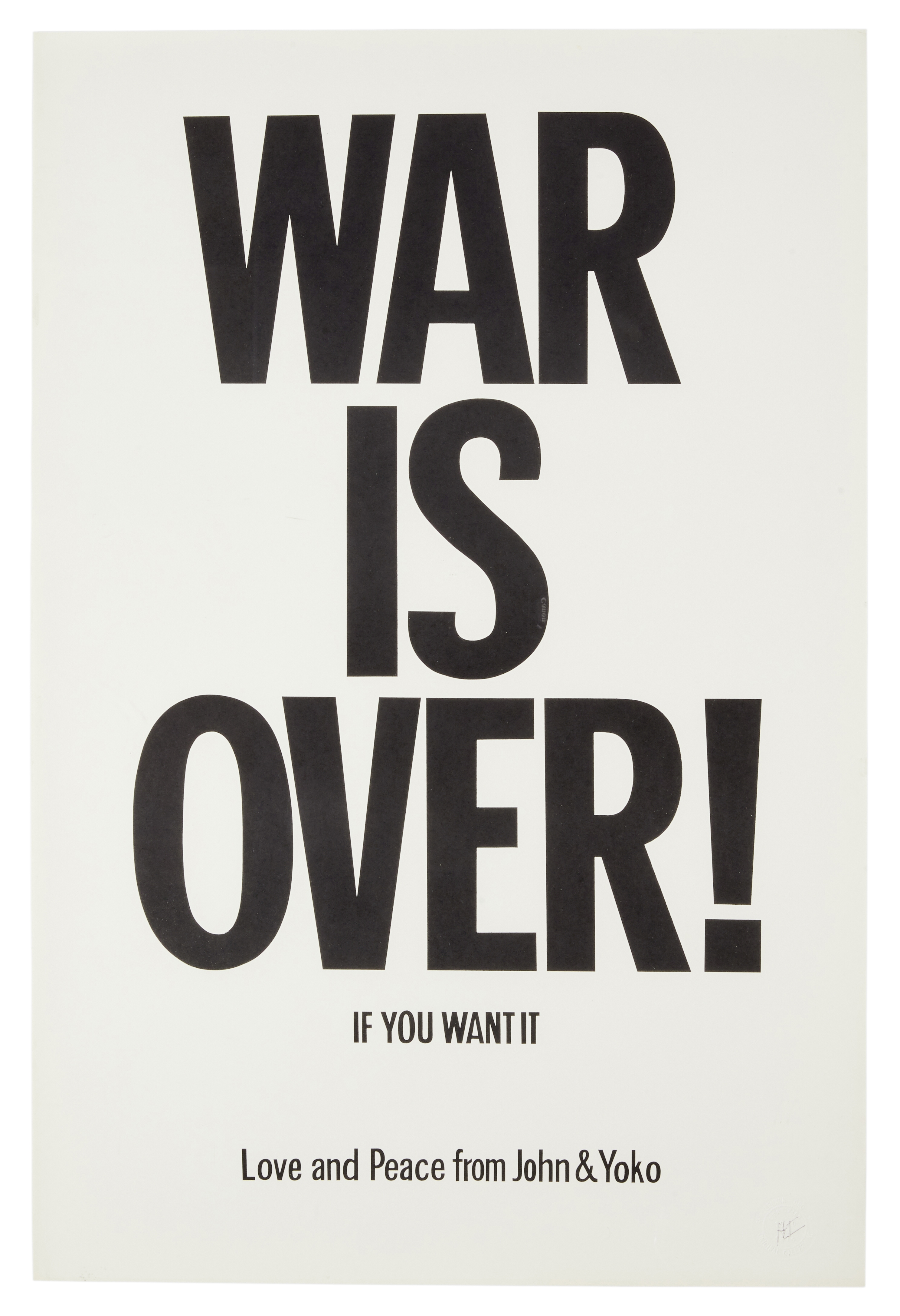 John Lennon And Yoko Ono 'War Is Over' Promotional Poster 1971