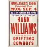 A Hank Williams Himmelreichs Grove Concert Poster 1950