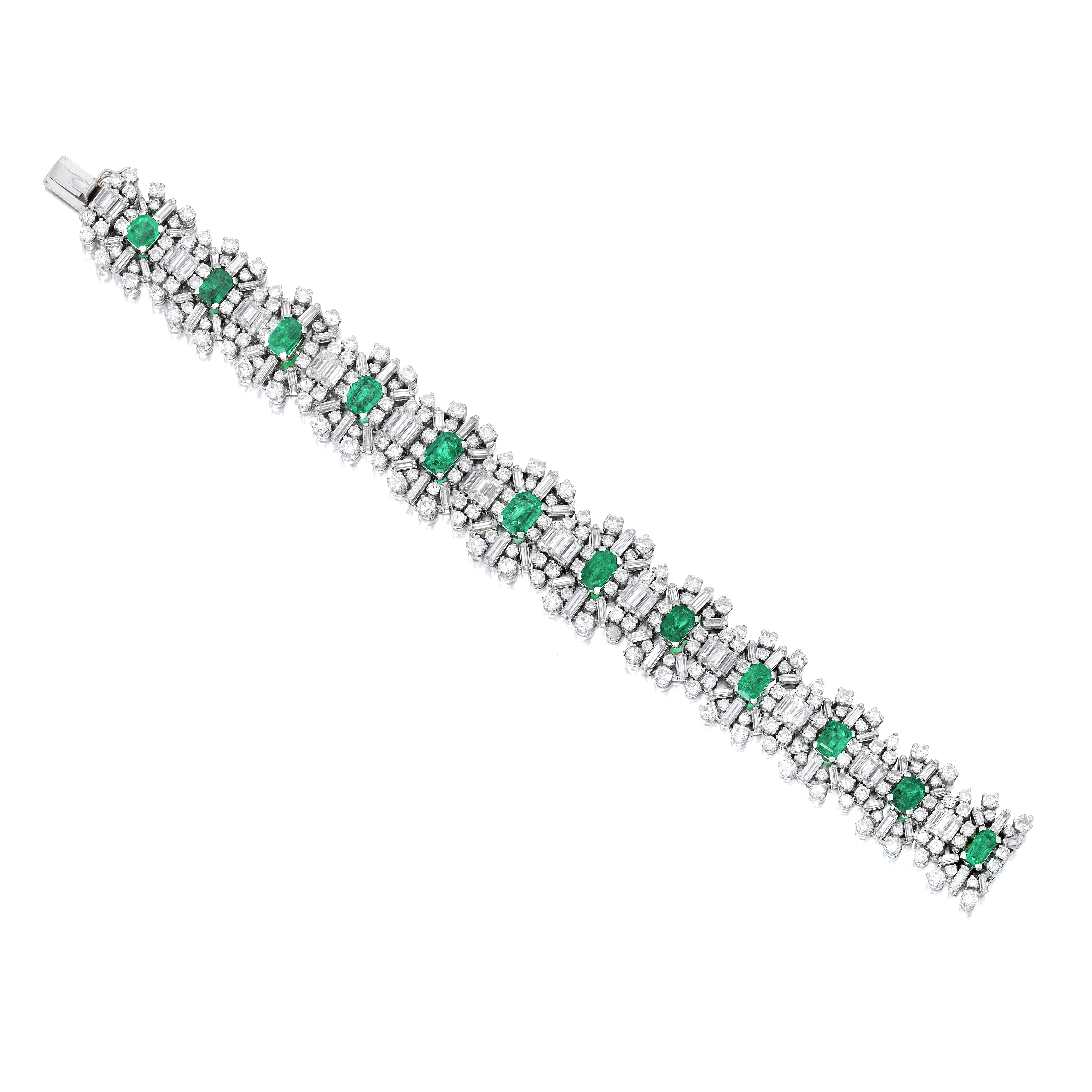 An emerald and diamond bracelet