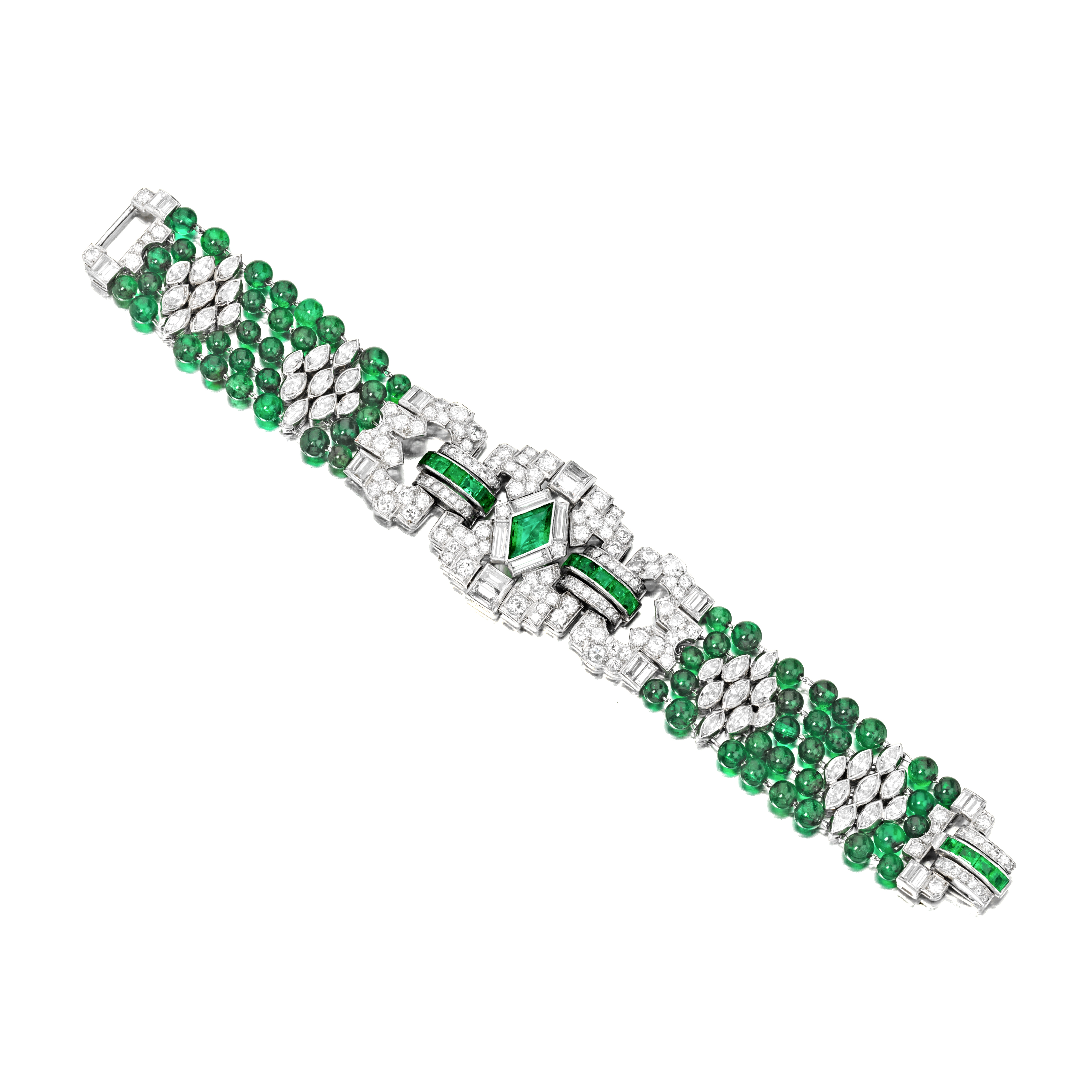 An emerald and diamond bracelet