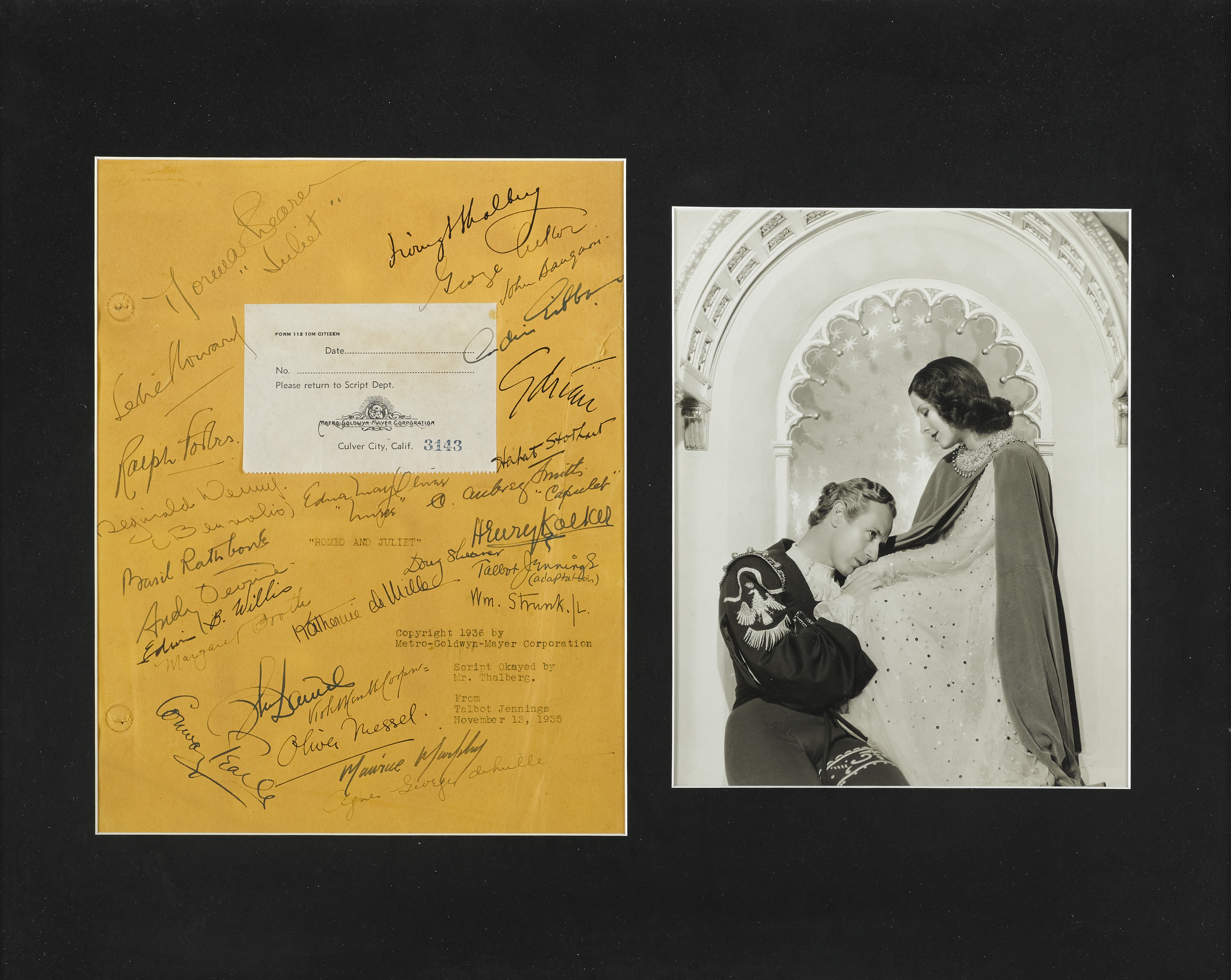 A Romeo and Juliet cast-signed script cover