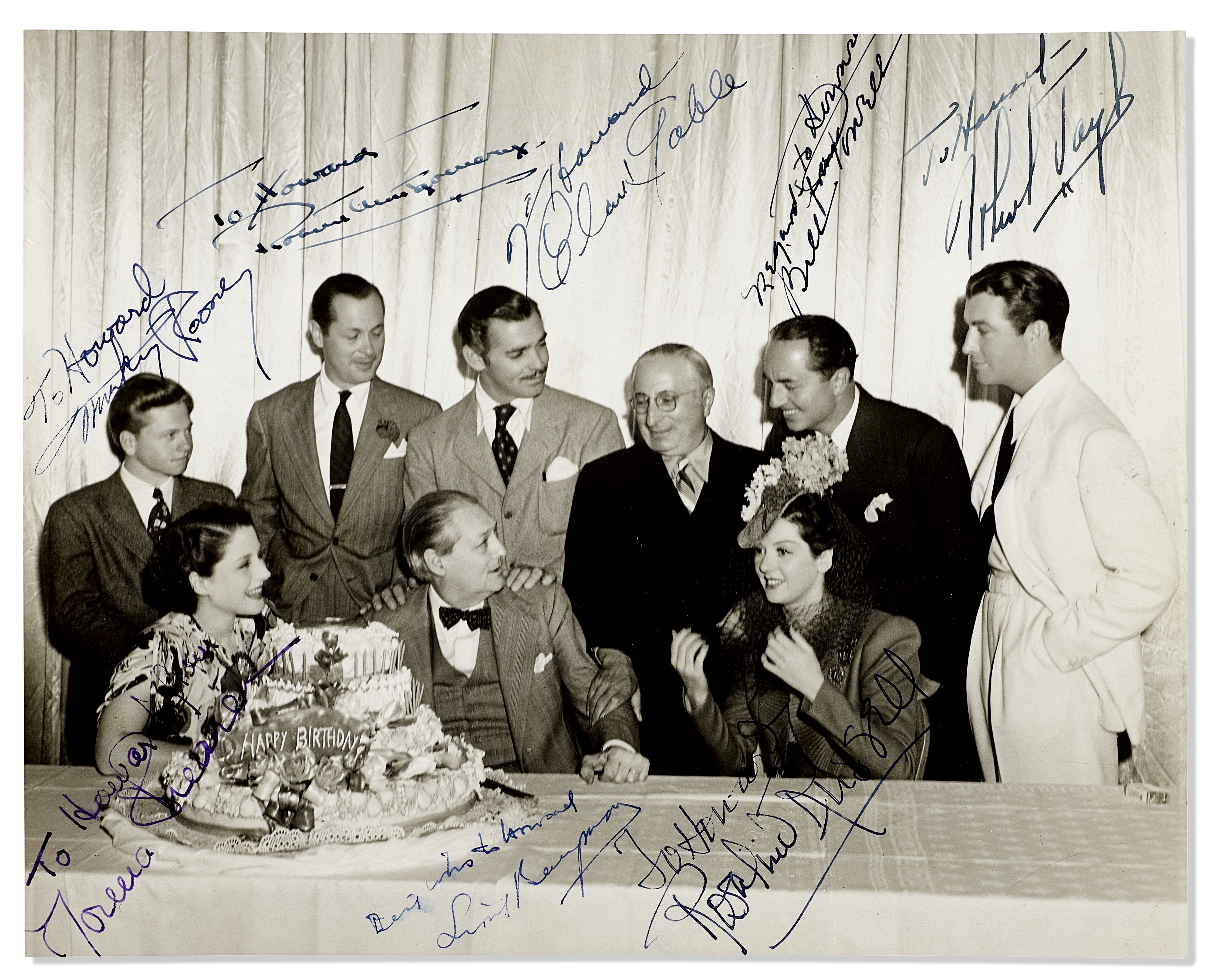 A signed photograph of MGM's top stars of 1939 including Clark Gable, Norma Shearer, and others