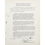 A David O. Selznick signed resolution to produce Gone With the Wind