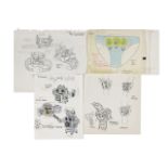 A group of Ric Heitzman proposed watch and underwear designs for Pee Wee's Playhouse